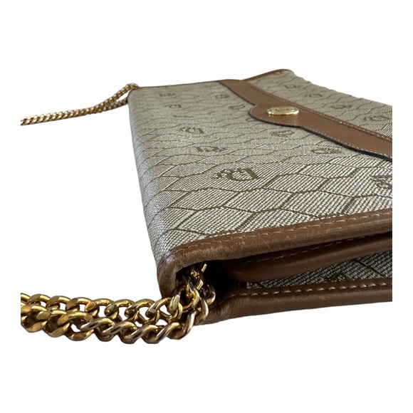 CHRISTIAN DIOR Vintage Honeycomb Canvas Shoulder Bag with Chain Beige - Picture 13 of 16